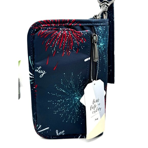 Lug RFID Wallet Fireworks Print With Wristlet Strap - Midnight - Picture 3 of 9